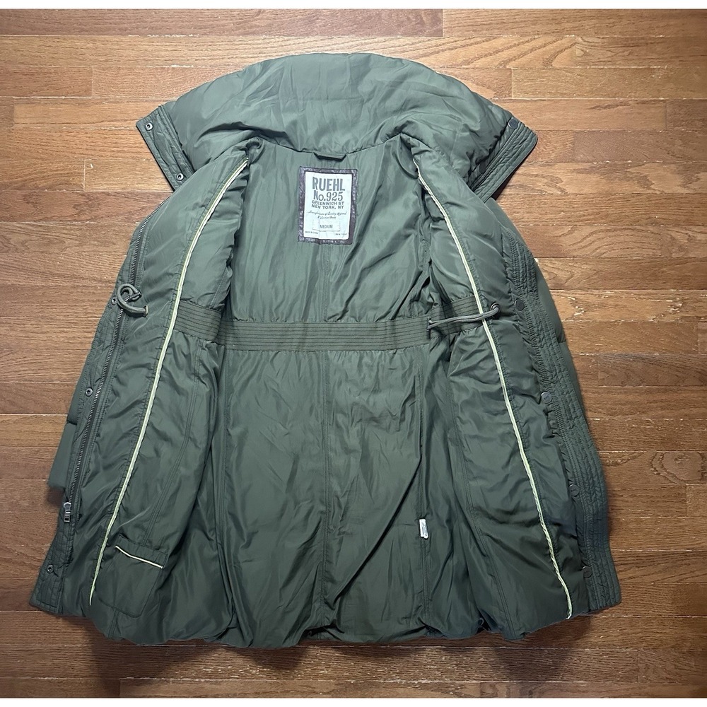 RUEHL No.‎ 925 Women's Down Feather Olive Green Jacket Thigh Length Size Medium - Picture 5 of 12